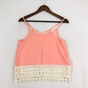 Potter's Pot NWOT Women's Size Small Peach White Lace Trim Sleeveless Camisole